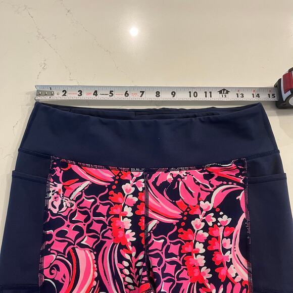 Lilly Pulitzer Luxletic Weekender Mid Rise Leggings in Low Tide Navy Size Large - Picture 8 of 10